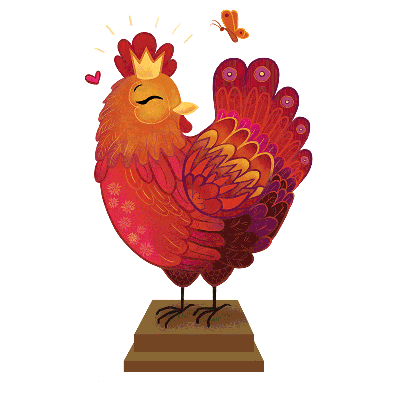 Illustration von bunten Hennen - digital - Hühner - Illustration