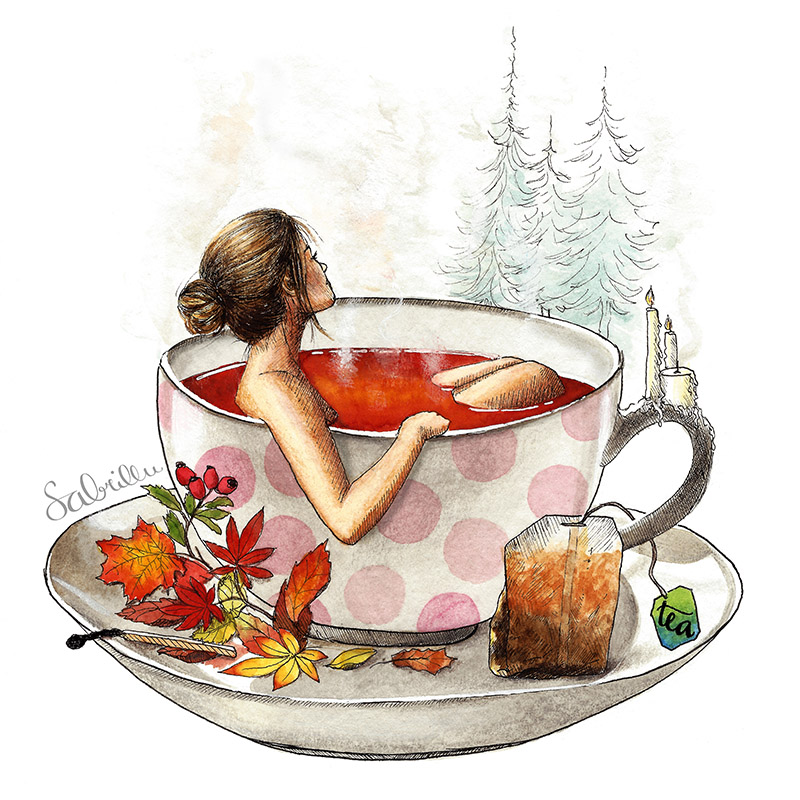 Aquarell-Illustration zum Thema Herbst Entspannung