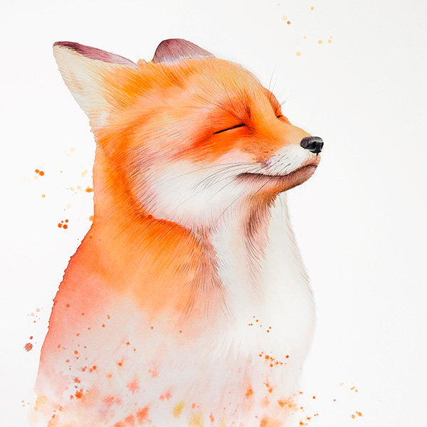 Süßer Fuchs Portrait Aquarell | Cute fox watercolour painting | Sabrina Hassler