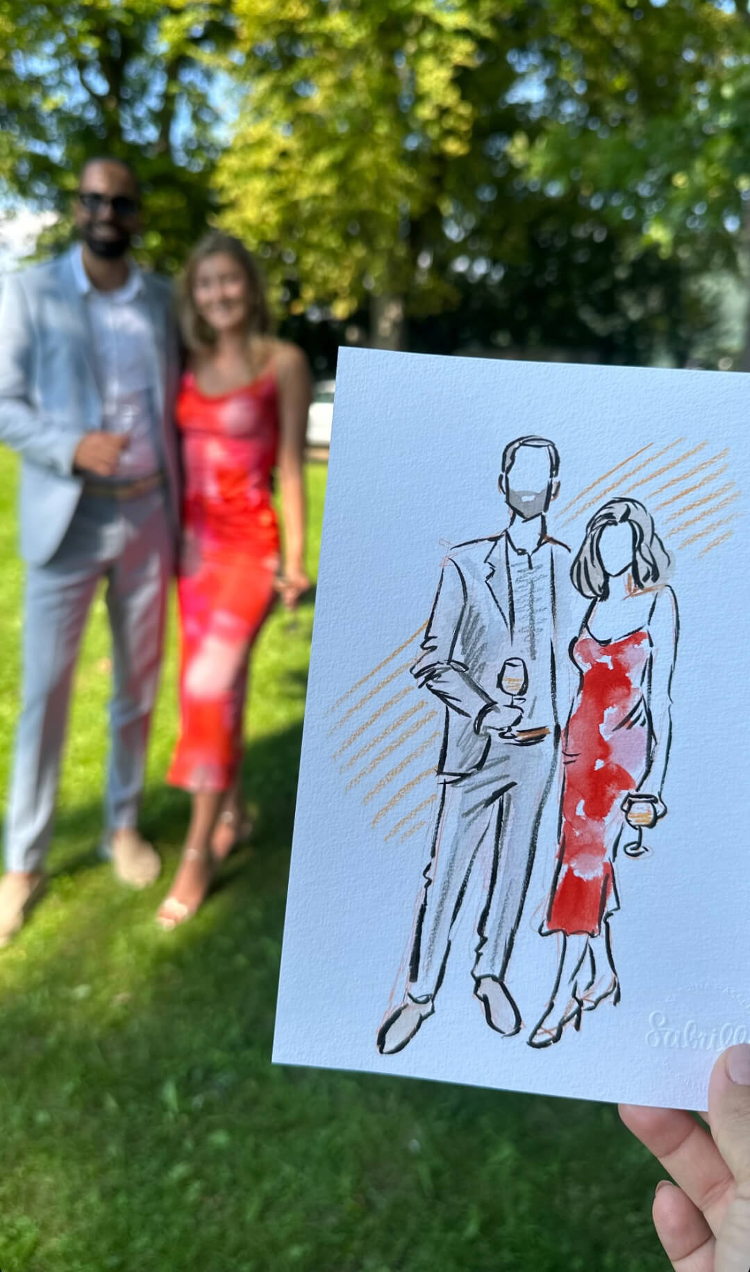 Live-Illustration Beispiel Live-Portraits auf Hochzeiten, Sabrina Hassler Illustration